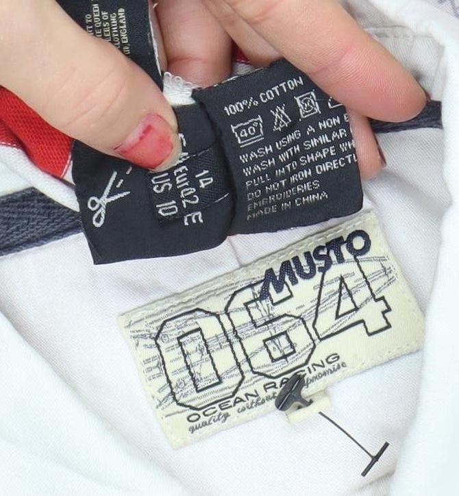 Musto Women Red Striped Long Sleeve Cotton Rugby Polo Shirt Size 14