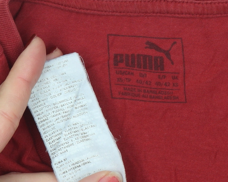 Puma Men's Red Graphic Logo Crew Neck Short Sleeve T-Shirt Size S