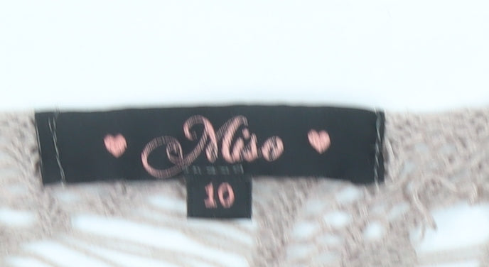 Miso Women Beige Open-Knit Sleeveless Pullover Jumper Size 10