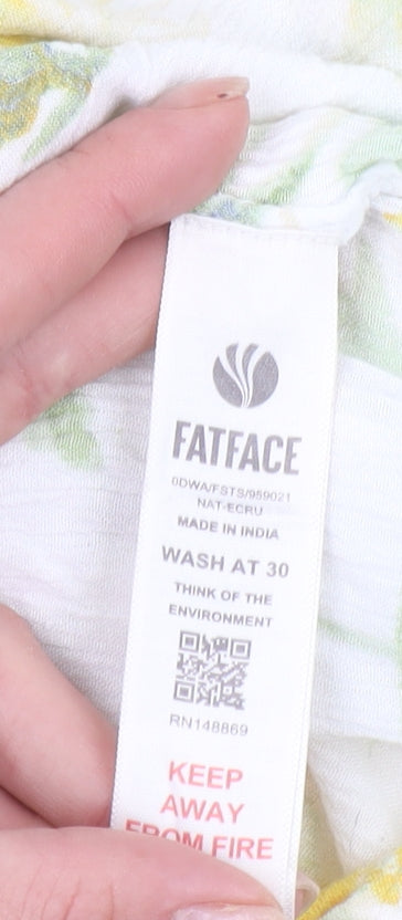 FatFace Womens White Floral Short Sleeve Viscose Blouse UK 12