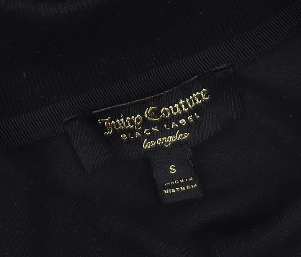 Juicy Couture Women’s Black Velour Long Sleeve Polo Top Size S