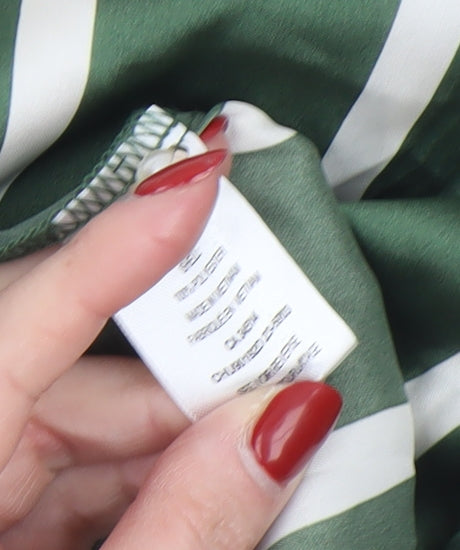 Haver & Blair Women’s Green Striped Satin Tunic Blouse XL