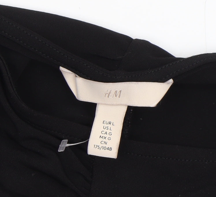 H&M Women's Black One Shoulder Ruffle Stretch Blouse Size 14