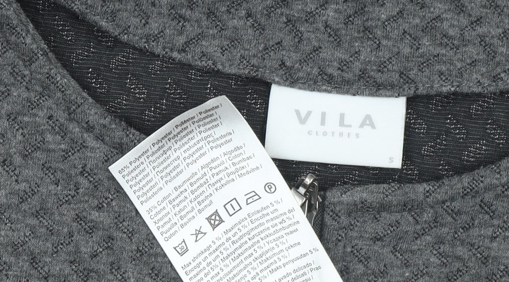 Vila Women Grey Knit Zip Basic Jacket Size S