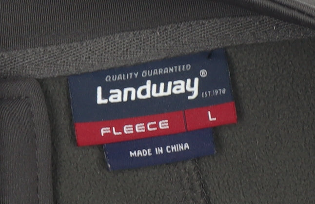 Landway Mens Brown Soft Shell Fleece Jacket L Full Zip Outdoor