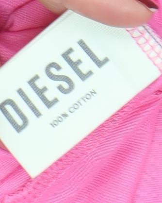 Diesel Women’s Pink Leisure Club Cotton Relaxed Fit T-Shirt L