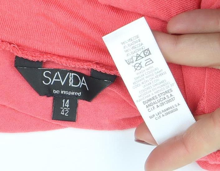 Savida Women’s Pink Cropped Long Sleeve Ruched Viscose Top Size 14