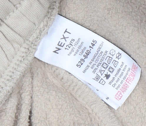 NEXT Boys Beige Jogger Trousers 12 Years Cotton Blend Fleece Casual