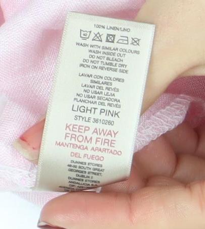 Paul Costelloe Living Women's Light Pink Linen Button-Up Shirt Size 14