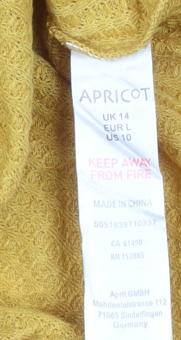 Apricot Women’s Yellow Long Sleeve Collared Button-Up Knit Top Size 14