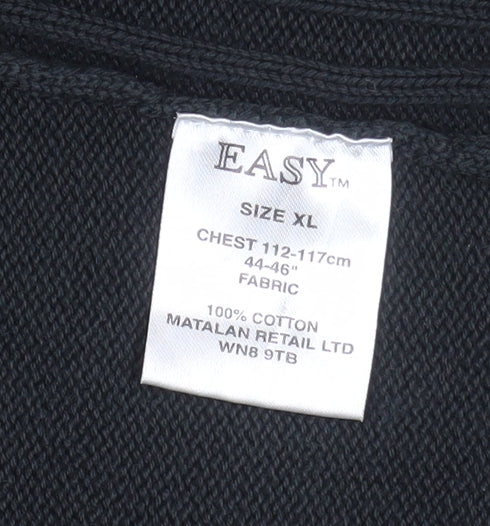 Matalan Easy Men's Green Cotton 1/4 Zip Ribbed Sweatshirt XL