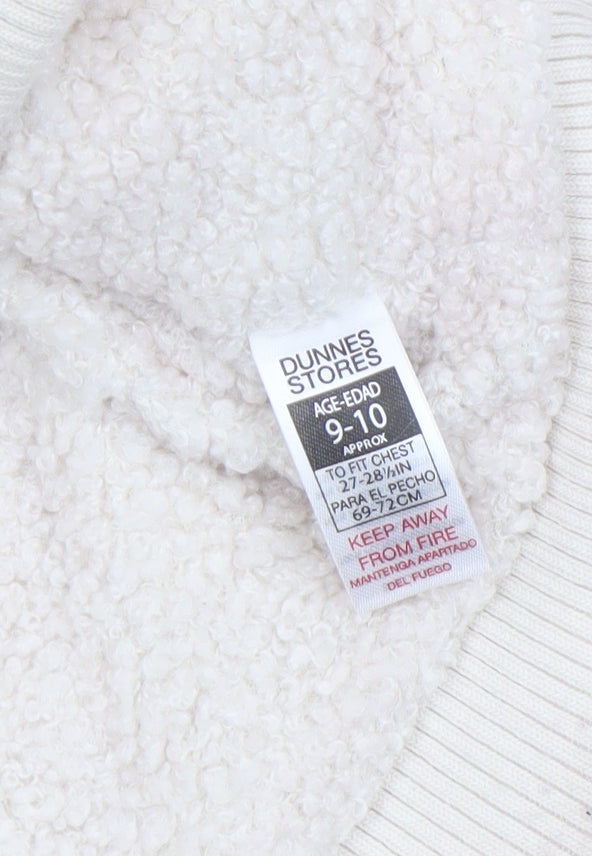 Dunnes Stores Girls Ivory Faux Fur Fleece Zip Waistcoat 9-10 Years