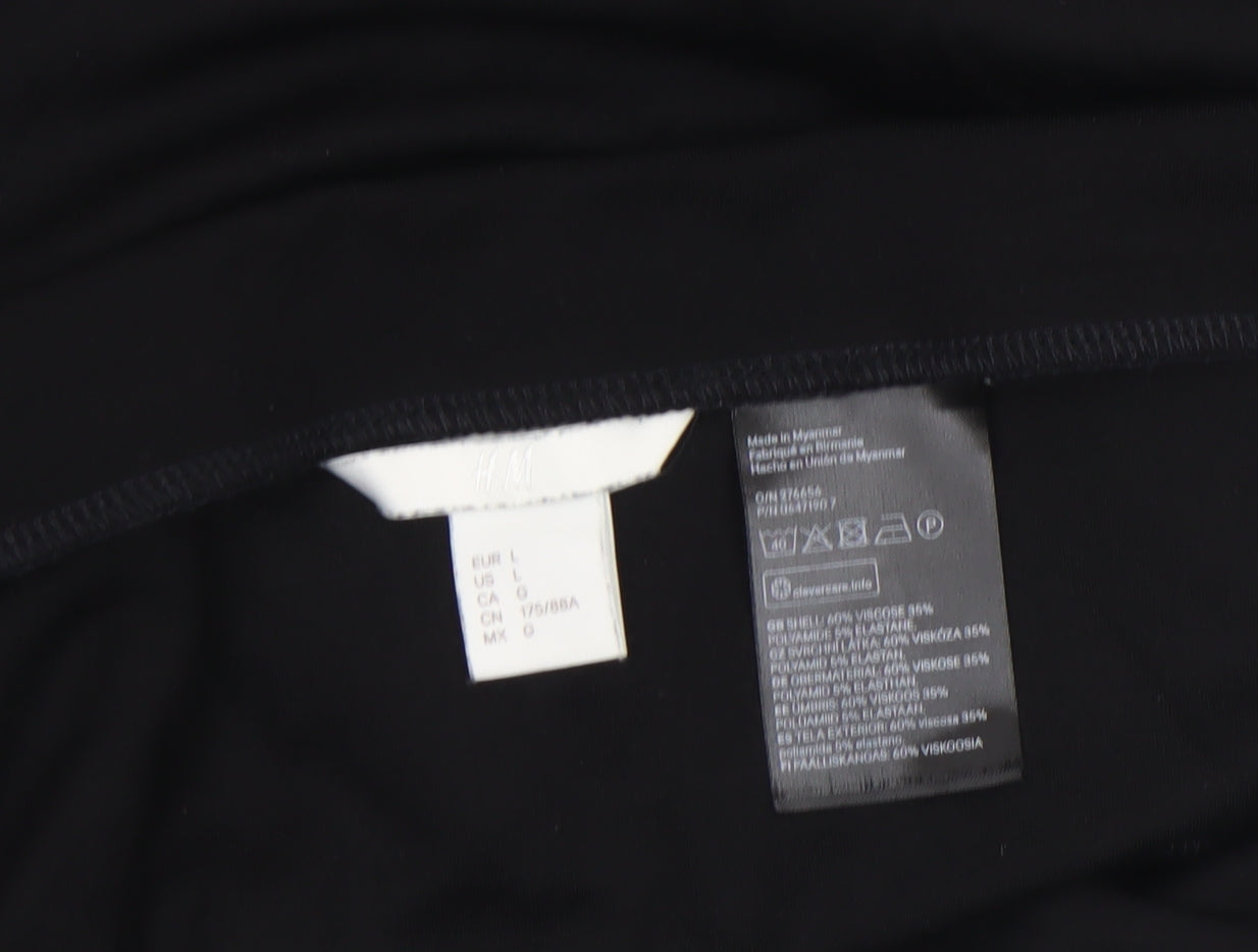 H&M Women Black Wrap Ruffle Short Skirt Size L Viscose