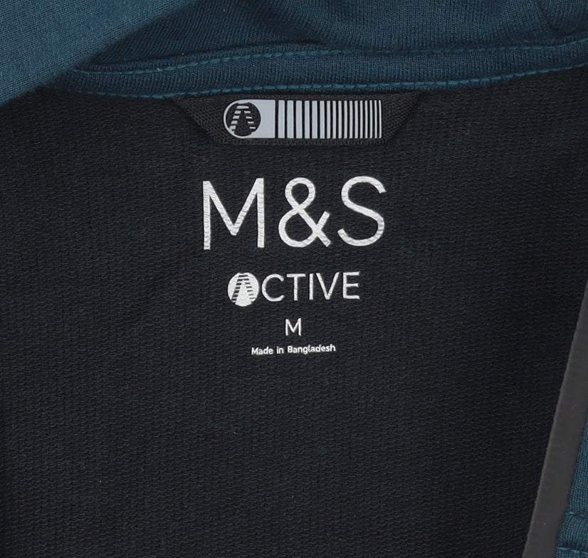 Marks and Spencer Men's Blue Full Zip Hoodie M Fleece Lightweight