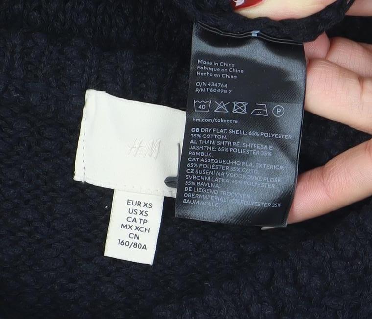 H&M Women's Black XS Knit Jumper Dress Half Sleeve Crew Neck