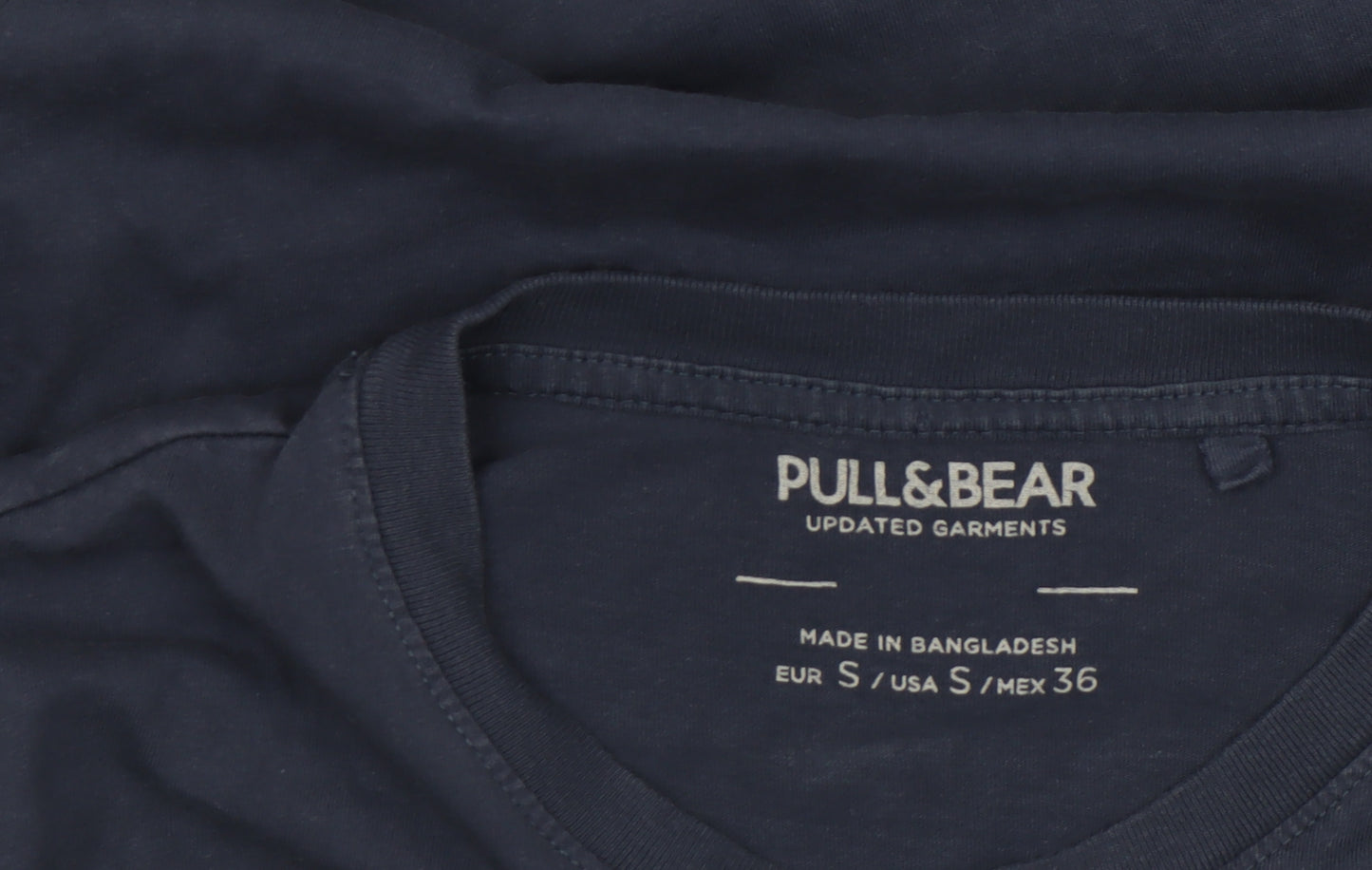 Pull&Bear Men's Navy Colourblock Crew Neck Cotton T-Shirt Size S