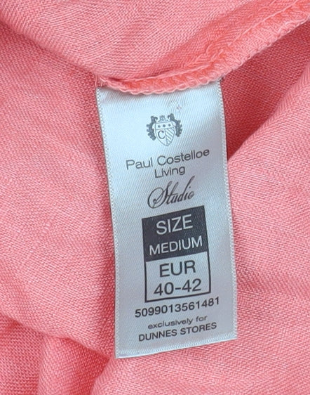 Paul Costelloe Living Men’s Coral Linen Button-Up Shirt M Classic Summer