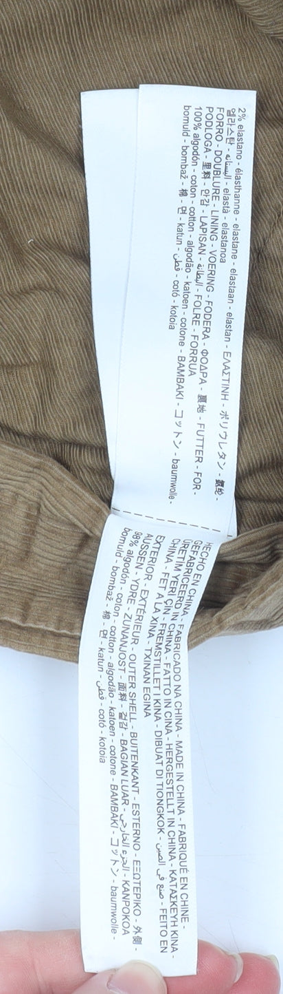 Massimo Dutti Womens Beige Corduroy Chino Trousers Size 12