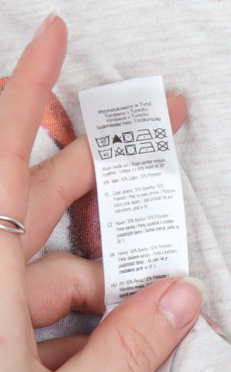 Coca-Cola Women Beige Christmas Santa T-Shirt Size 10 Short Sleeve