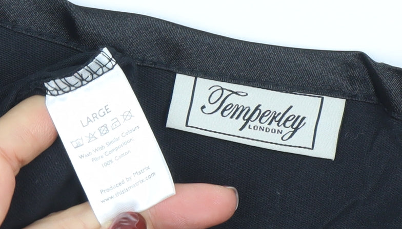 Temperley London Women's Black Long Sleeve Cotton Blouse Size L