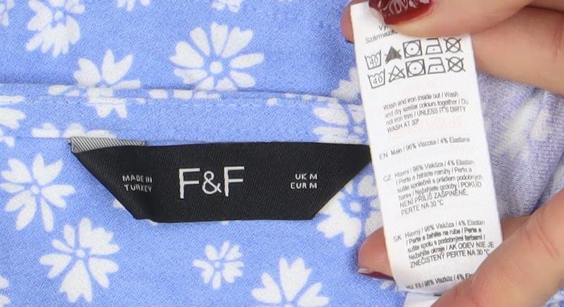 F&F Womens Blue Floral Fit & Flare Knee Length Dress M