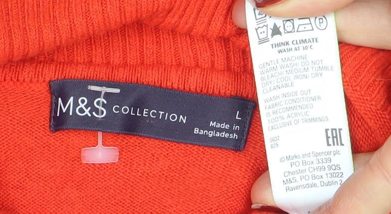 Marks and Spencer Women’s Red Roll Neck Acrylic Jumper Size L