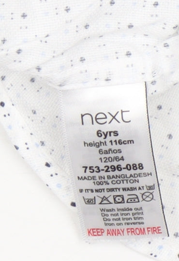 Next Boys White Polka Dot Button-Up Long Sleeve Cotton Shirt 6 Years