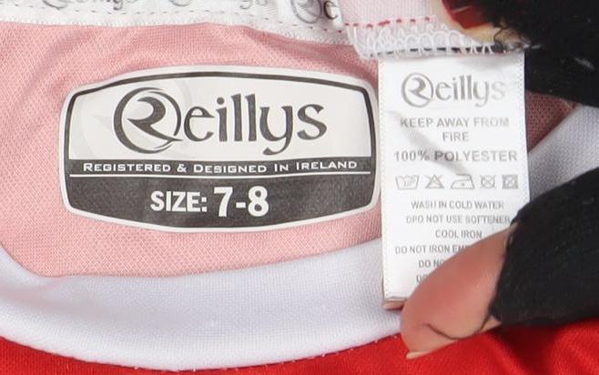O'Reillys Boys Red 7-8 Years Football Jersey T-Shirt