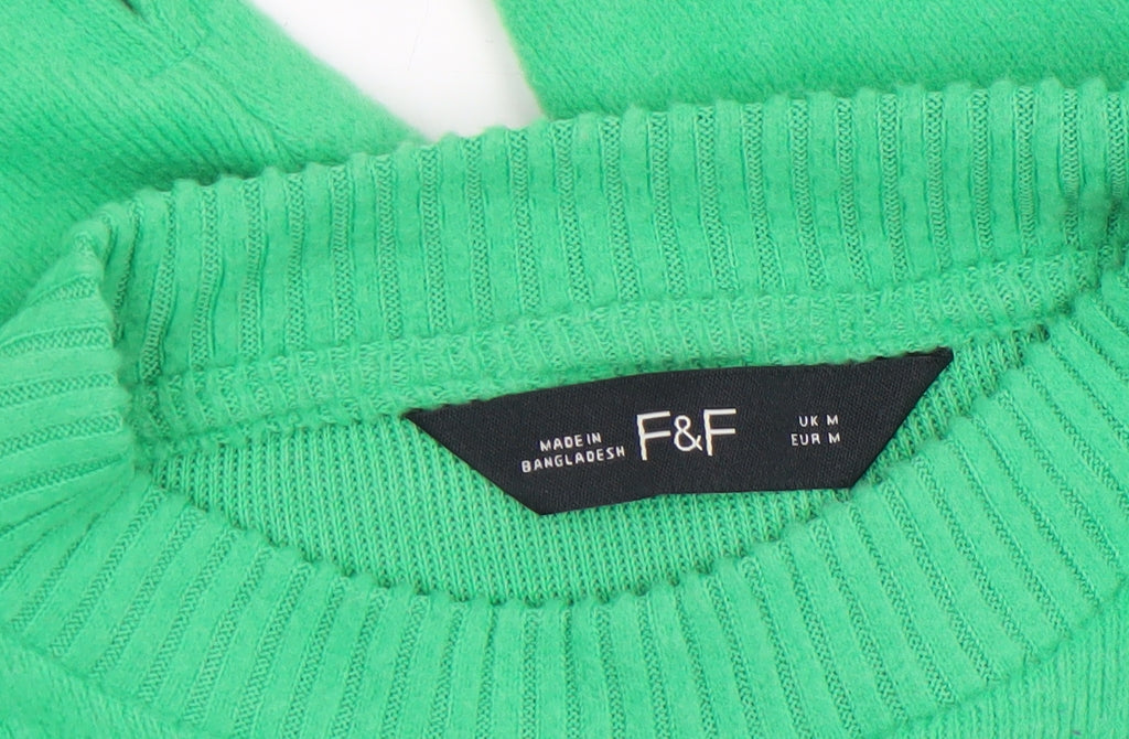 F&F Women’s Green Crew Neck Cotton Knit Jumper Size M