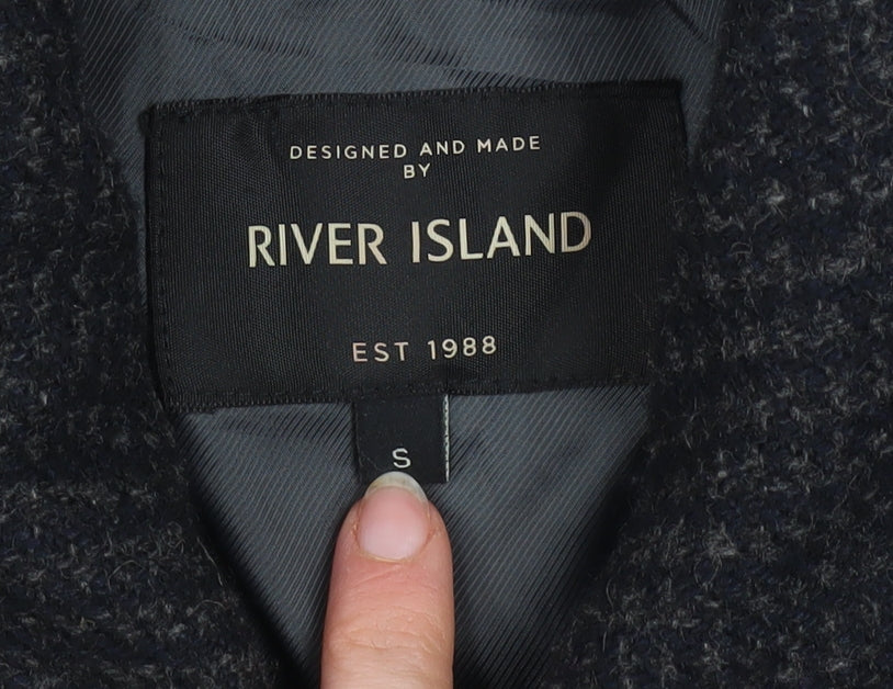 River Island Men’s Black Wool Blend Bomber Jacket Size S
