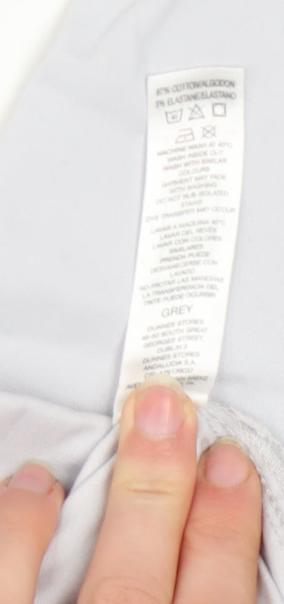 Dunnes Men's Grey Cotton Blend Chino Trousers Size S Elastic Waist