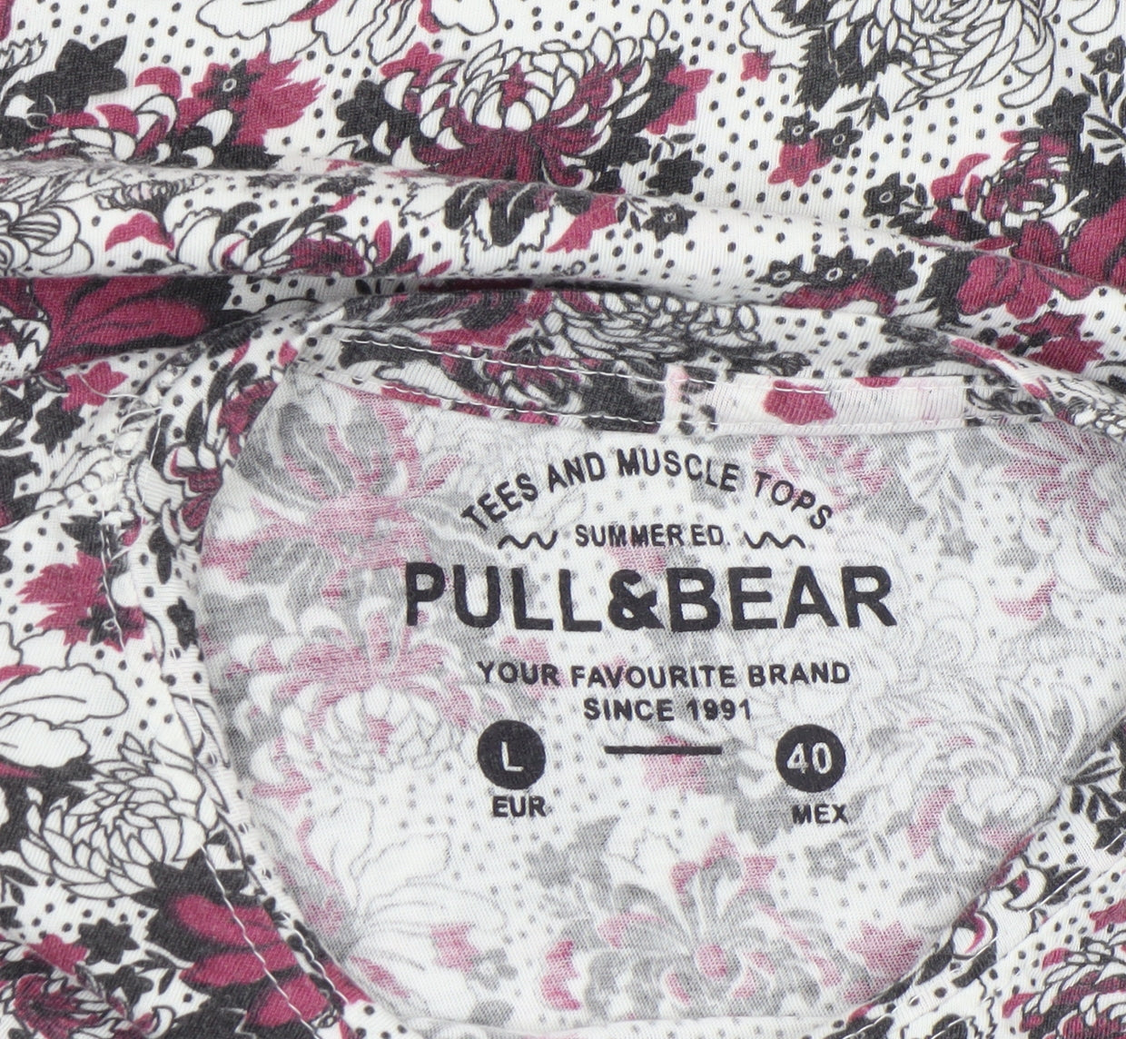 Pull&Bear Women’s Multicoloured Floral Cotton T-Shirt Size 12