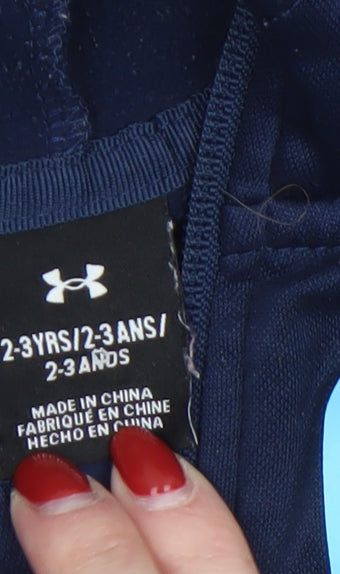Under Armour Boys Blue Full Zip Hoodie 2-3 Years Hooded Sports Top