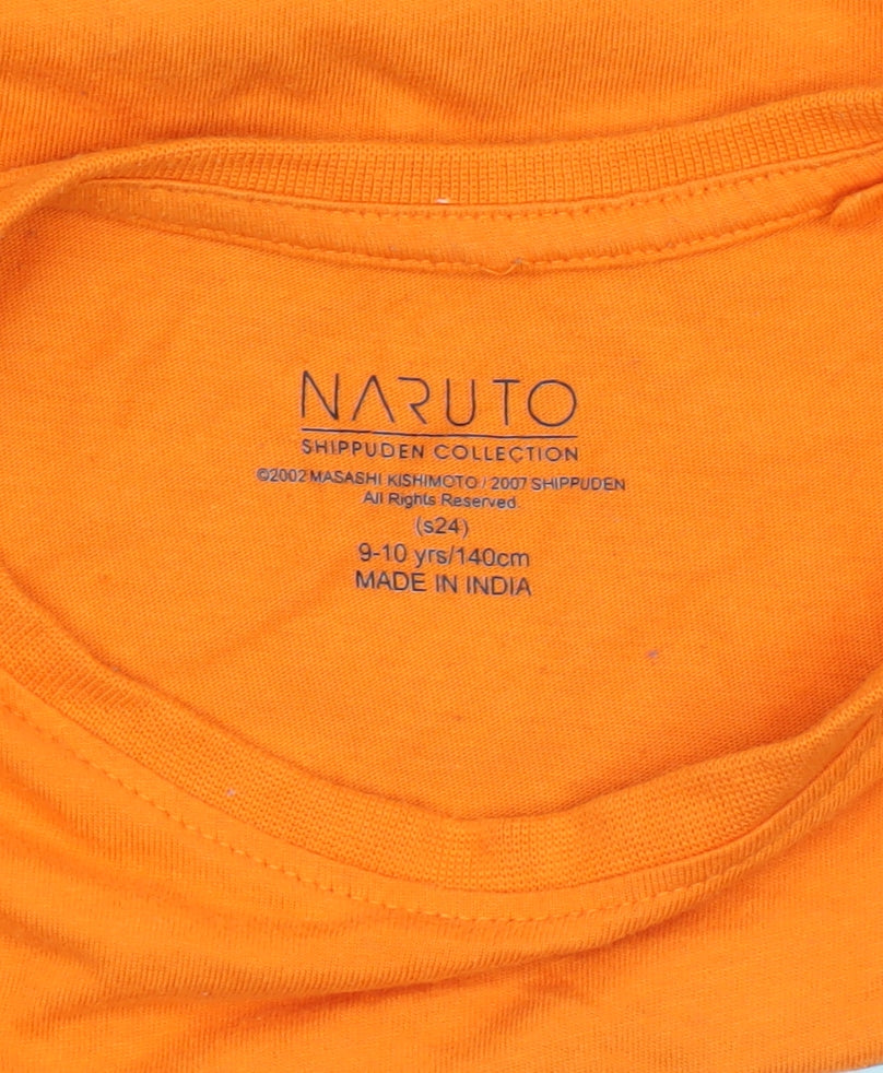 Naruto Shippuden Boys Orange 9-10 Years Graphic Cotton T-Shirt