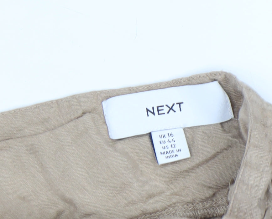 Next Women Beige Ruffle Sleeveless Tunic Blouse UK 16