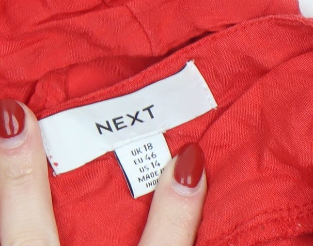Next Women’s Red Sleeveless Ruffle V-Neck Tunic Blouse Size 18
