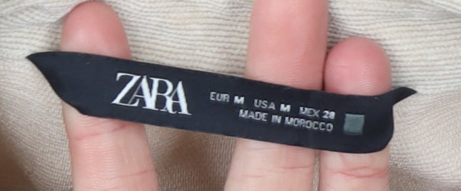 Zara Women Beige Corduroy Button-Up Shirt Size 12