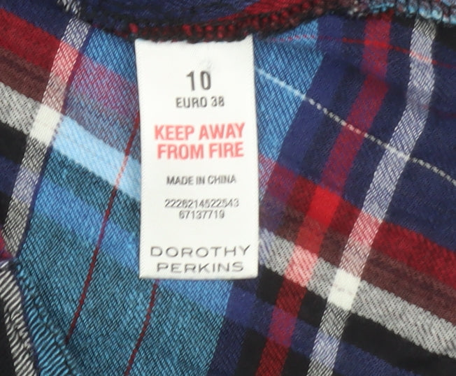 Dorothy Perkins Womens Multicoloured Checked Cotton Button-Up Shirt Size 10