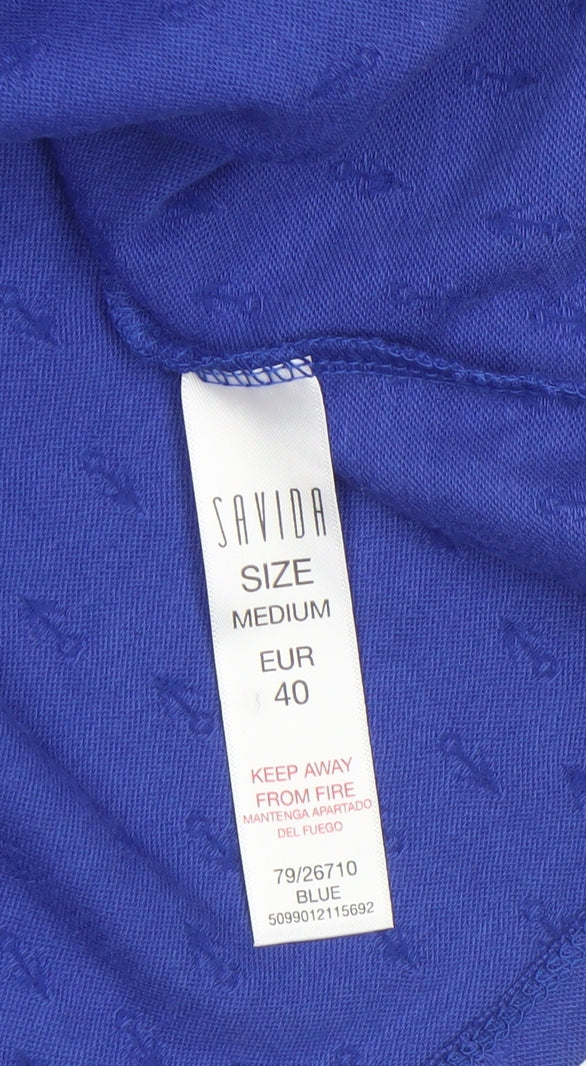 Savida Women Blue Flutter Sleeve V-Neck Tunic Blouse Size 12
