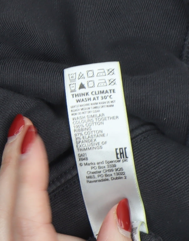 Marks and Spencer Men's Black Cotton Crew Neck Pullover Sweatshirt L