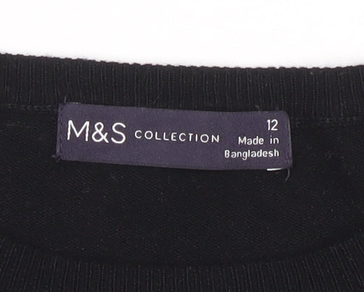 Marks and Spencer Women’s Black Knit Crew Neck Long Sleeve Top Size 12
