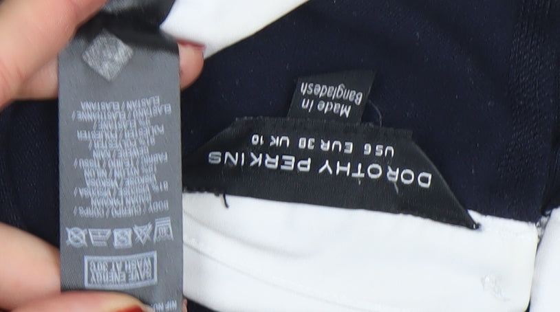 Dorothy Perkins Women's Blue Beaded Collar Knit Blouse Size 10