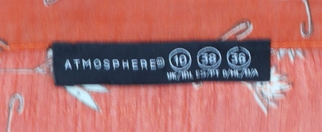 Atmosphere Women’s Orange Floral Ruffle V-Neck Sleeveless Tunic Blouse Size 10