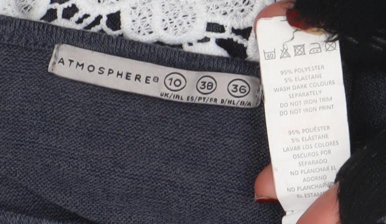 Atmosphere Womens Grey Crochet Cropped T-Shirt Size 10