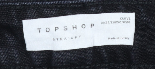Topshop Curve Black Straight Leg Stretch Jeans UK 22 Womens Plus