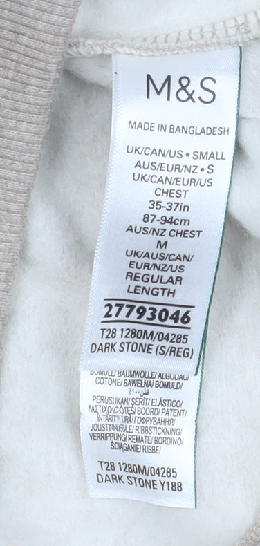 Marks and Spencer Men’s Beige Pullover Hoodie Small Regular Fit