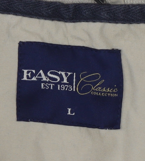 Easy Classic Collection Men's Beige Bomber Jacket L Full Zip Polyester