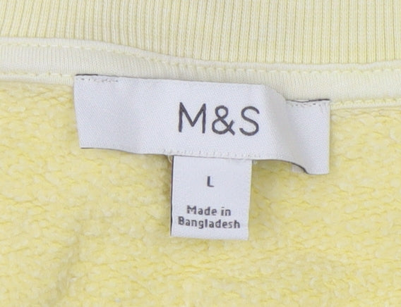 Marks and Spencer Women's Yellow Cotton Crew Neck Pullover Jumper Size L
