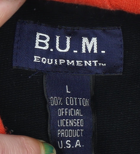B.U.M. Equipment Men’s Black Pullover Hoodie L Retro College Logo