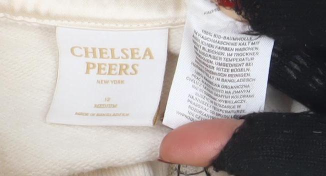 Chelsea Peers Women’s Beige 1/2 Zip Sweatshirt Size 12 Cotton Blend